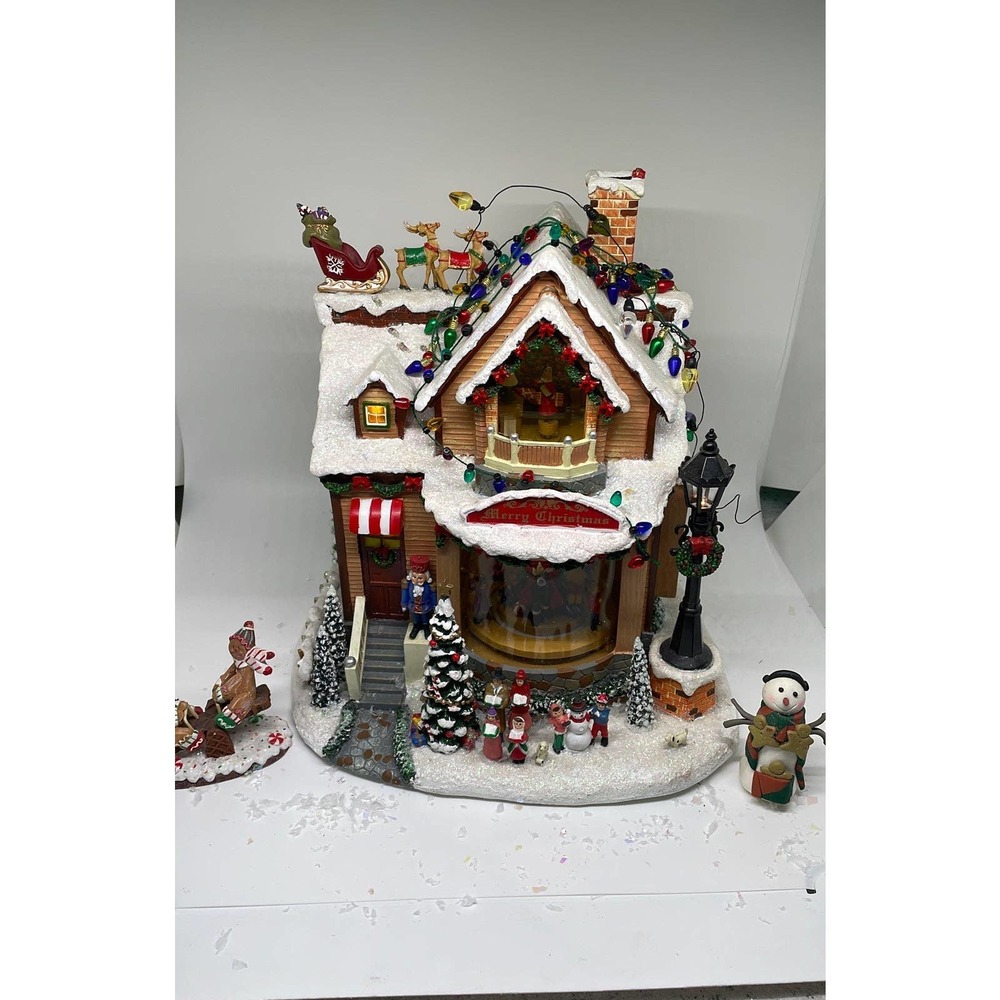 Allstate Floral~ Holiday House~ Large animated Box Victorian VNTG